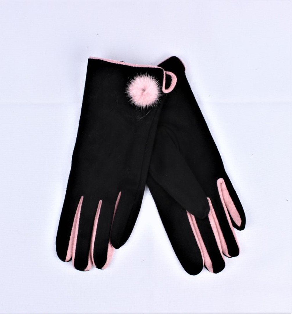 Shackelford winter glove with contrast fingers and pompom trim pink Style; S/LK4852 image 0